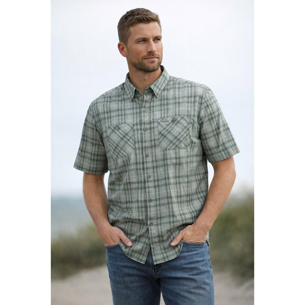 Orvis Men's Plaid Button Down Shirt Outdoor Hike‎ Fishing Short Sleeve XXL